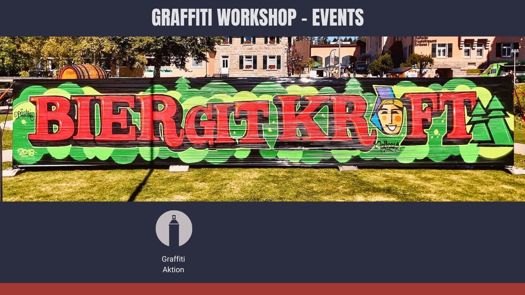 Fertiges Graffiti vom Rothaus Food Festival – Urban Art Live-Workshop mit Jugendlichen als kreativer Eventbeitrag.