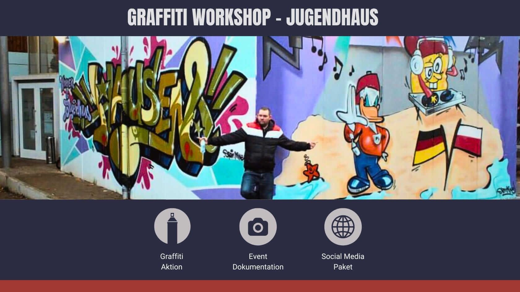 Open Mike präsentiert das Jugendhaus-Graffiti in Stuttgart-Hausen – inklusive Social Media Content & Videodokumentation für Jugendkommunikation & Reichweite.